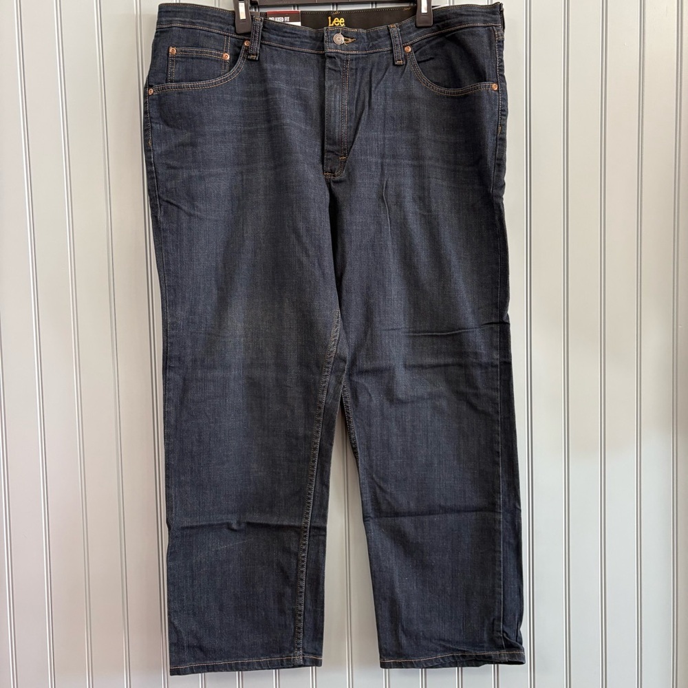 Lee Men's Dark Blue Relaxed Fit Straight Leg Jeans 42X30